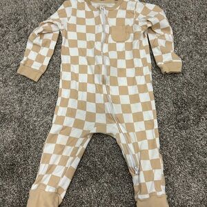 Koala Kids Beige and White Checkered Footie